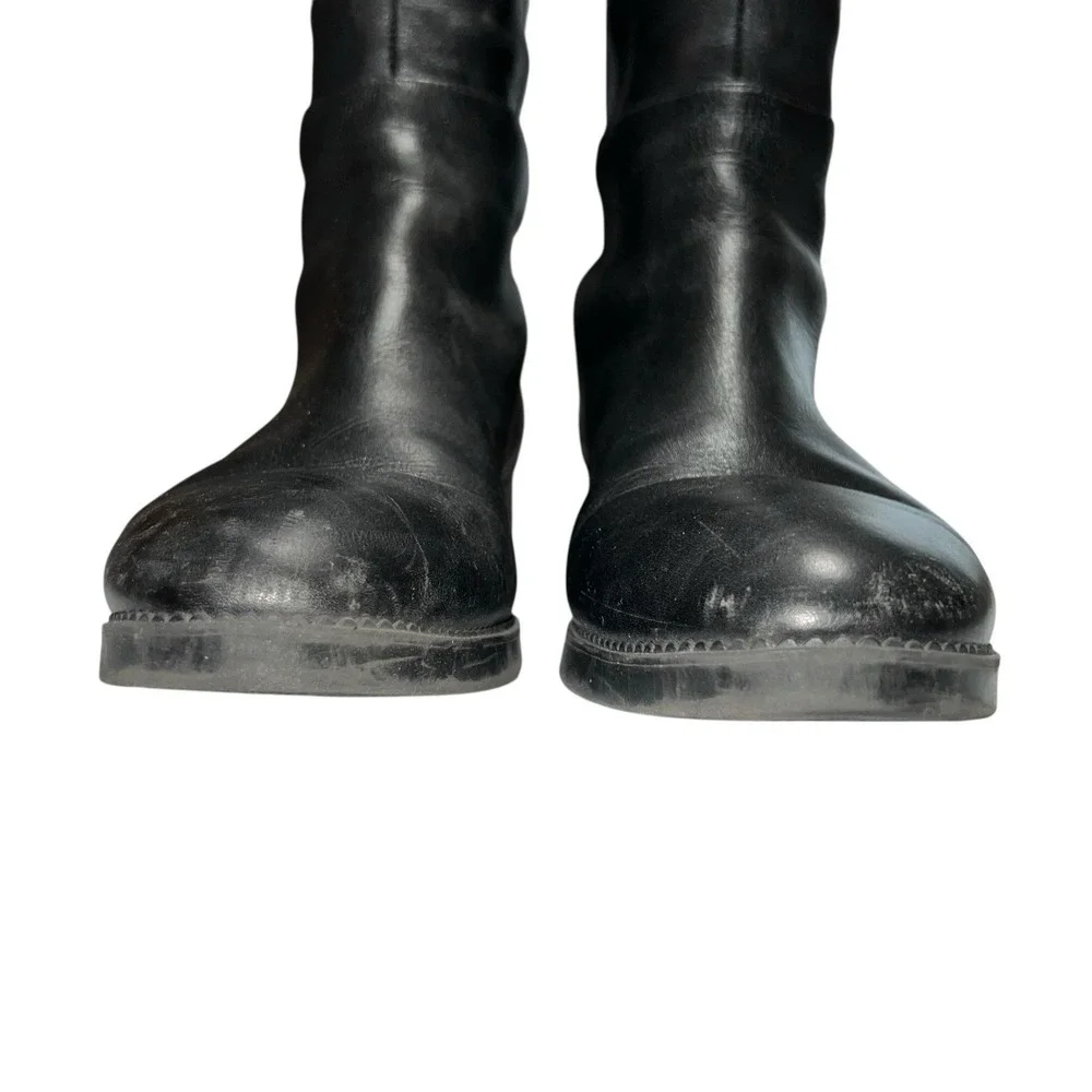 Tory Burch Womens‎ 9.5 Caitlin Riding Boots Knee High Leather Black Logo Pull On